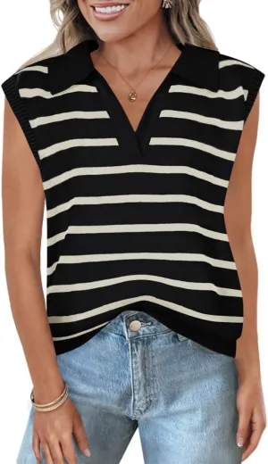 ZESICA Women's Summer Sweaters Vest 2025 V Neck Cap Sleeve Sleeveless Ribbed Knit Spring Tank Tops