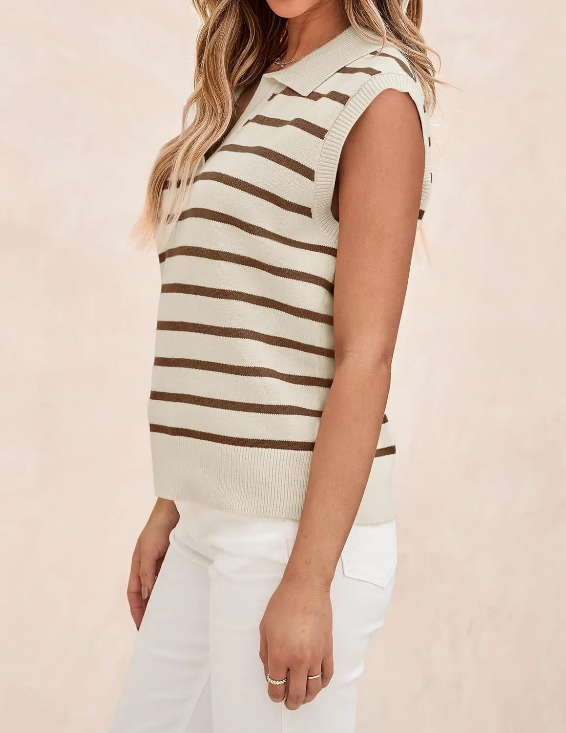 ZESICA Women's Summer Sweaters Vest 2025 V Neck Cap Sleeve Sleeveless Ribbed Knit Spring Tank Tops