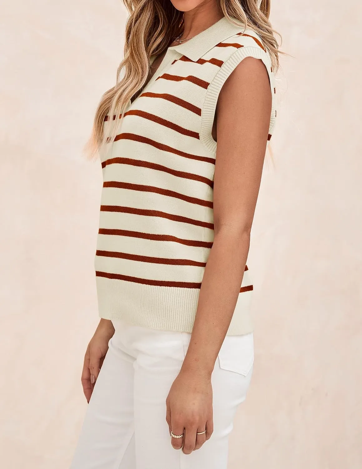 ZESICA Women's Summer Sweaters Vest 2025 V Neck Cap Sleeve Sleeveless Ribbed Knit Spring Tank Tops
