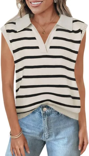 ZESICA Women's Summer Sweaters Vest 2025 V Neck Cap Sleeve Sleeveless Ribbed Knit Spring Tank Tops