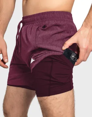 Zilpu Mens Quick Dry Athletic Performance Shorts wi/Zipper Pocket (5 inch)