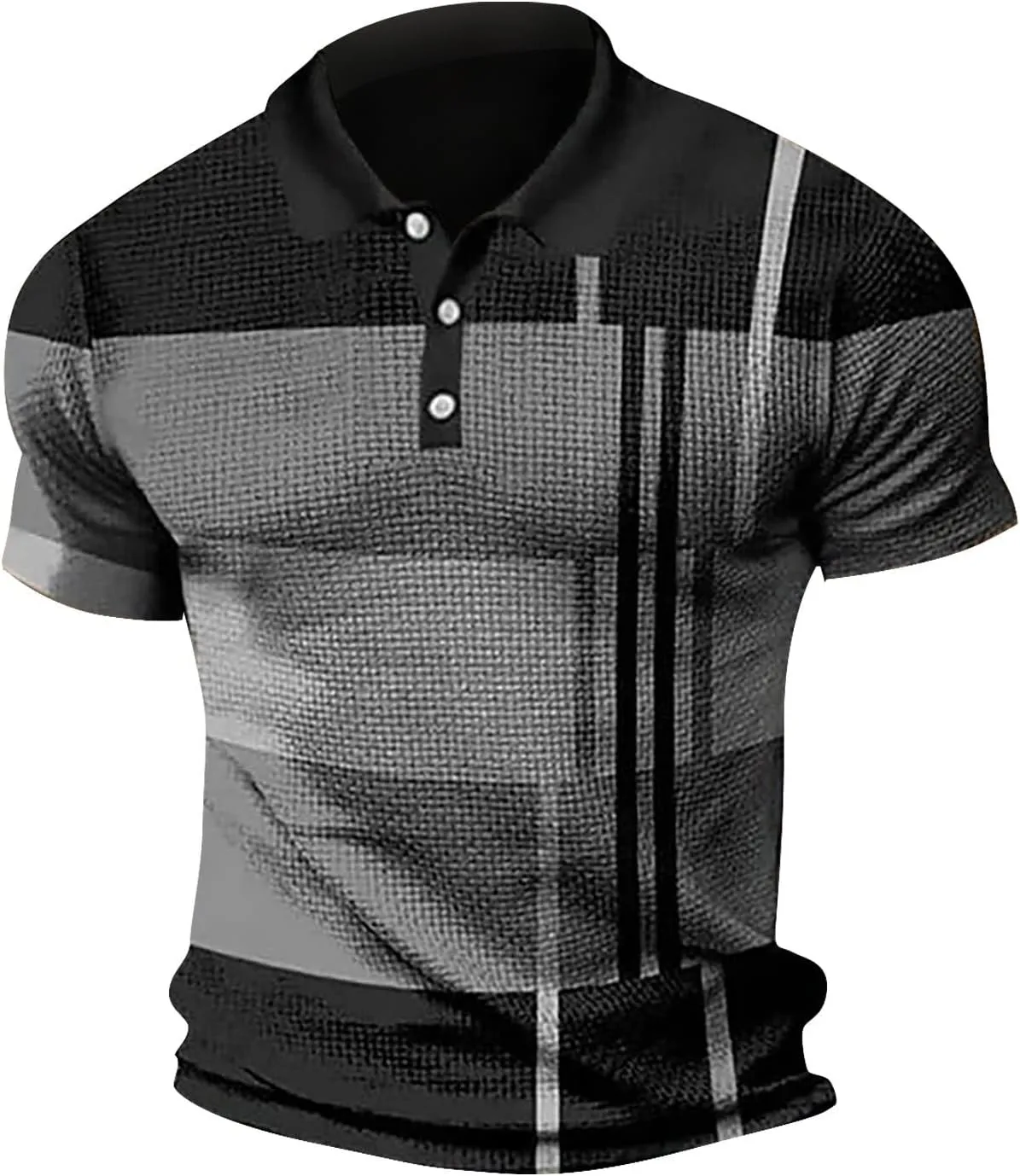 Zipper Polo Shirts Men Casual Slim Fit Short Sleeve Stylish Shirts Colorblock Lapel Work Sports Golf Tee Tops