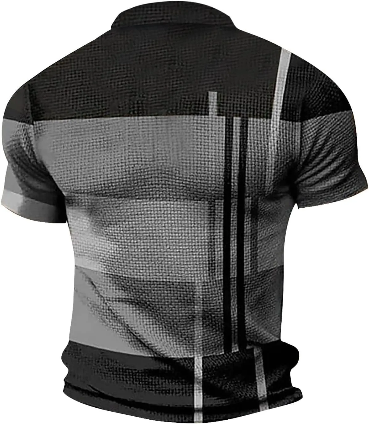 Zipper Polo Shirts Men Casual Slim Fit Short Sleeve Stylish Shirts Colorblock Lapel Work Sports Golf Tee Tops